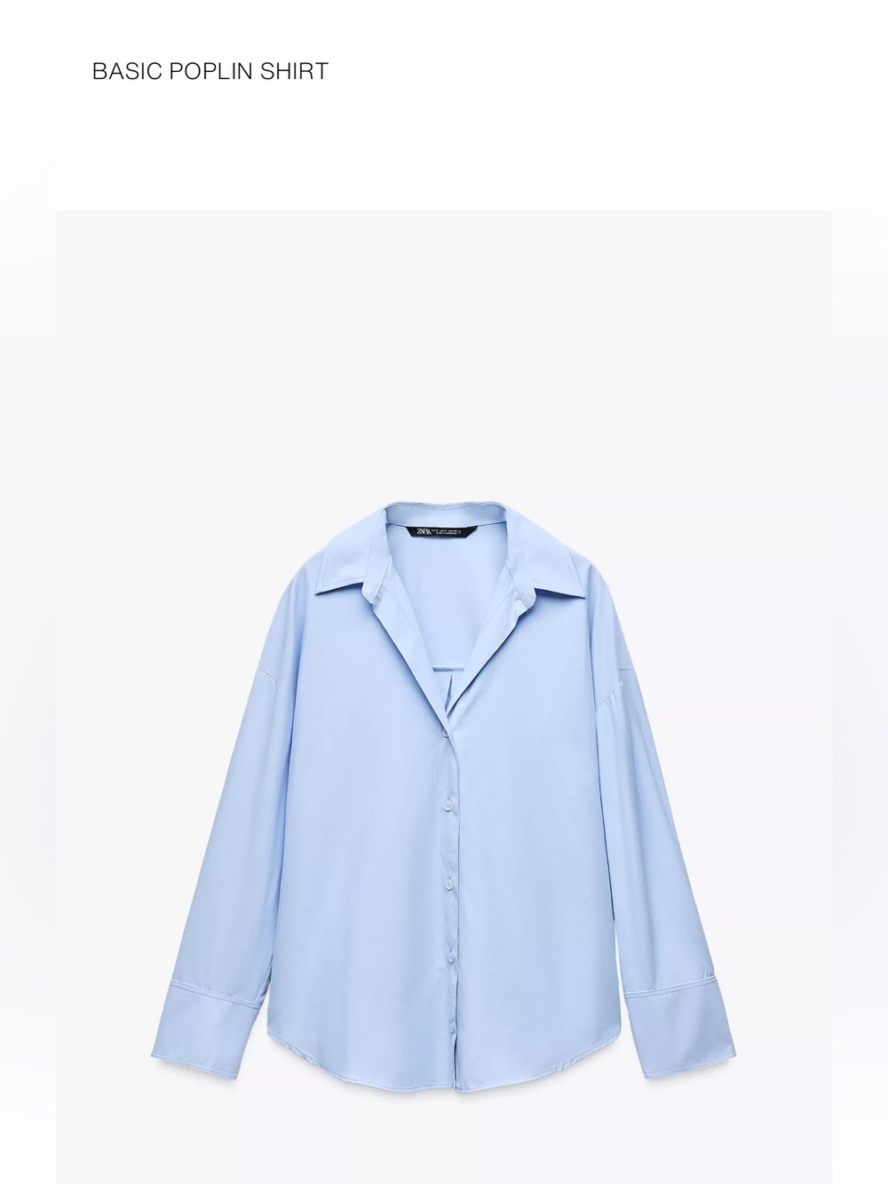 Zara Blue Casual Poplin Button-Down Shirt Womens